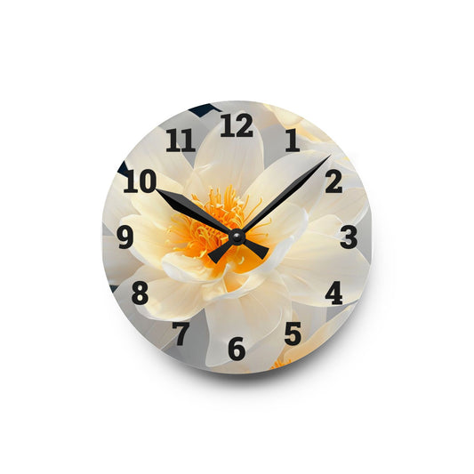 Elegant Bloom Acrylic Wall Clock, Floral Home Decor, Modern Wall Art