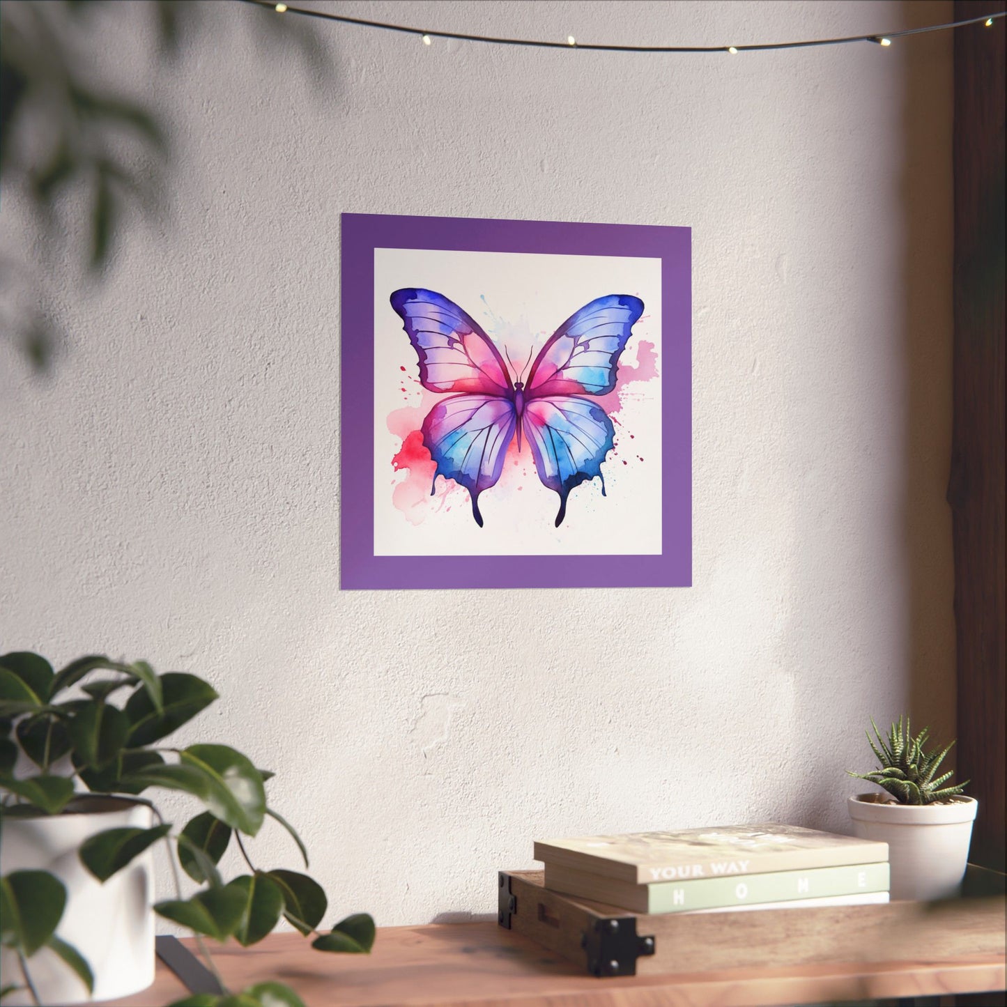 Butterfly Watercolor Matte Poster — Purple Vertical Art Print