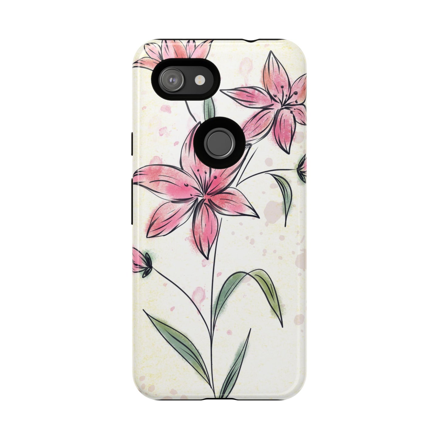 Floral Phone Case with Elegant Pink Lilies, Cute Floral Accessories, Phone Protection, Gift for Her, Stylish Cell Phone Cover