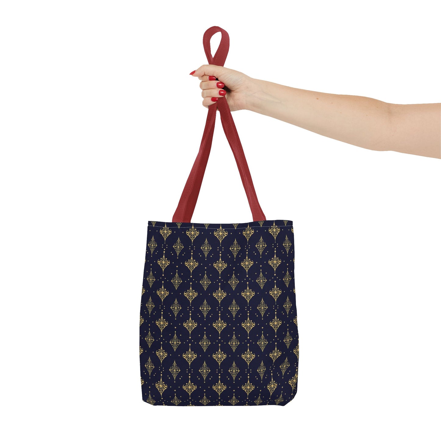 Navy & Gold Art Deco Tote Bag — Elegant Geometric Pattern All-Over Print