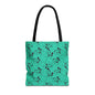 Turquoise Floral Swirl Tote Bag – All-Over Print Stylish Shopping Bag