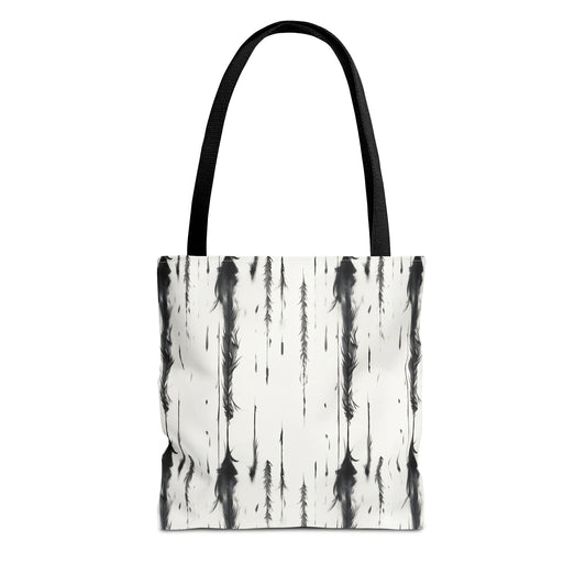 Black & White Watercolor Stripe Tote Bag — Abstract Minimalist AOP Shopper