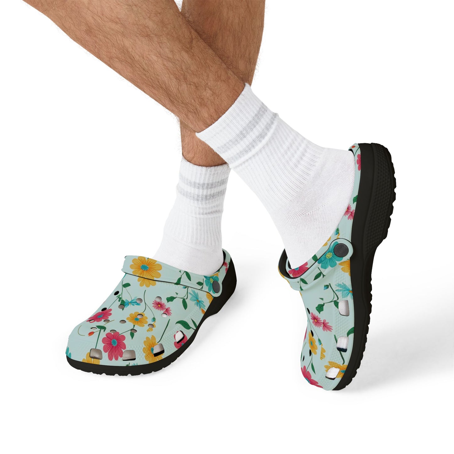 Floral Garden Clogs / Croc— Lightweight Flower Print Comfort Shoes