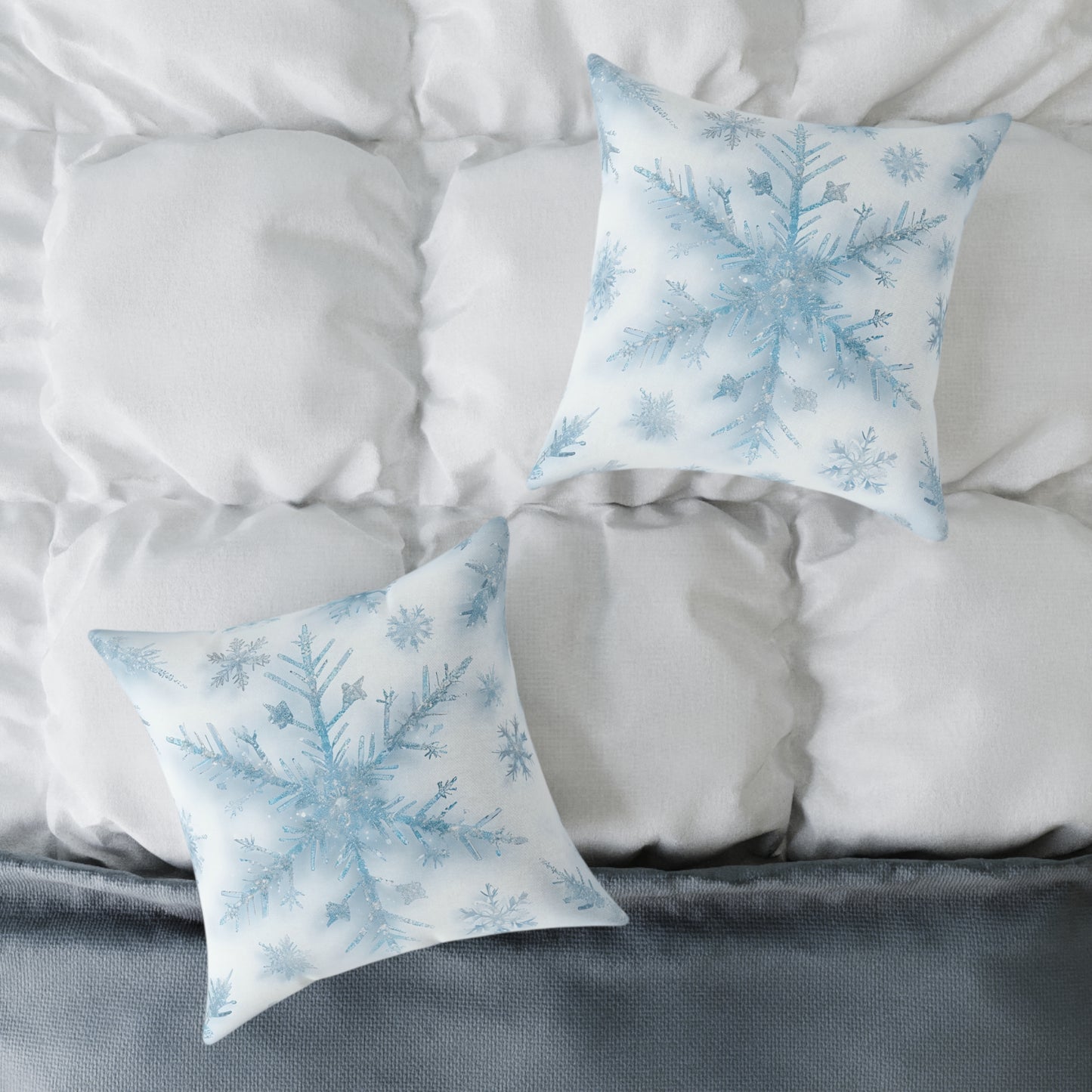 Snowflake Square Poly Canvas Pillow | Cozy Winter Decor, Holiday Gift, Home Accent, Relaxation Decor, Seasonal Cushion