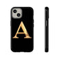Custom Phone Case with Gold Letter A, Monogrammed Gift, Tough Protective Case, Personalized Phone Accessory, Unique Phone Cover