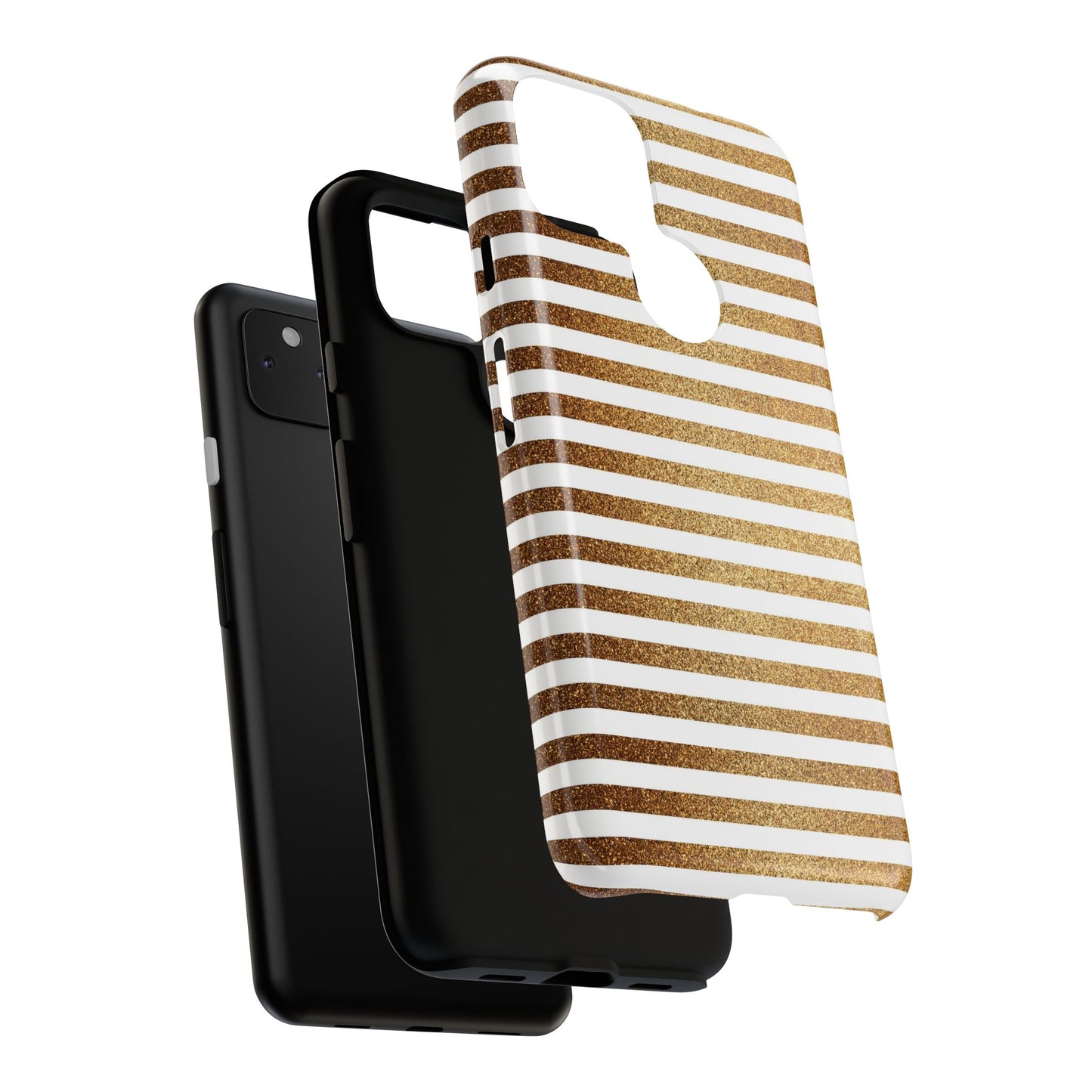 Glamorous Gold Striped Phone Case | Tough Cases, Stylish Phone Cover, Chic Accessories, Gift for Her, Fashionable Tech