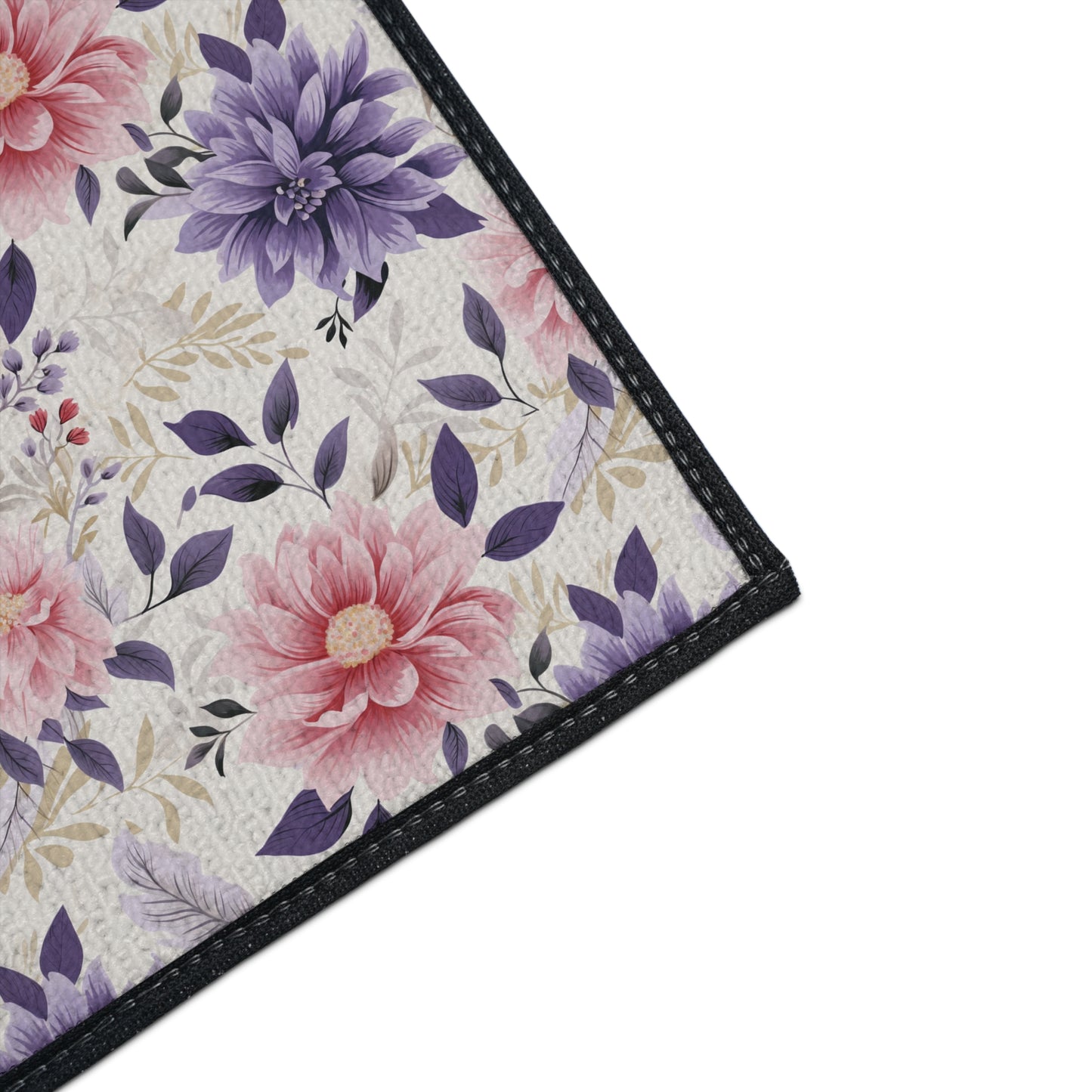 Floral Heavy-Duty Floor Mat — Pink & Purple Dahlia Entry Rug