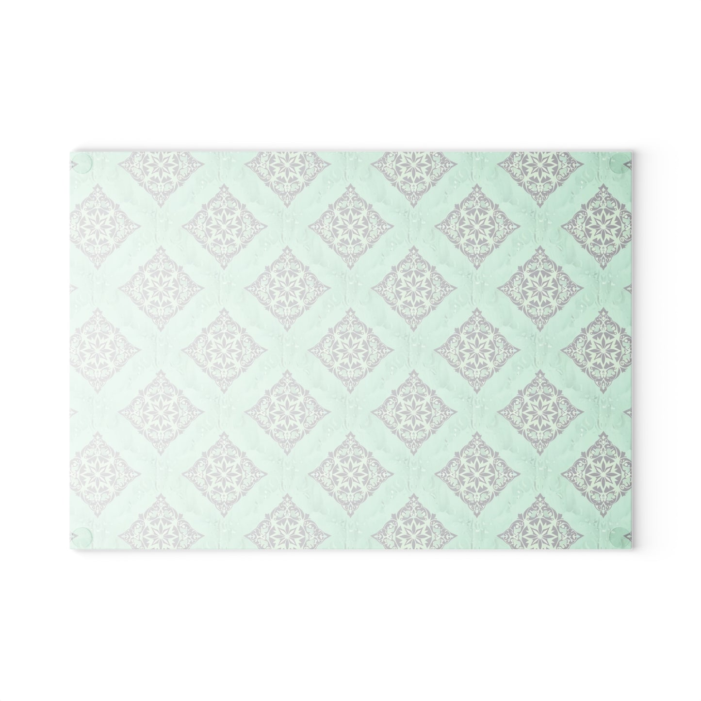 Mint Damask Glass Cutting Board — Decorative Kitchen Chopping Board