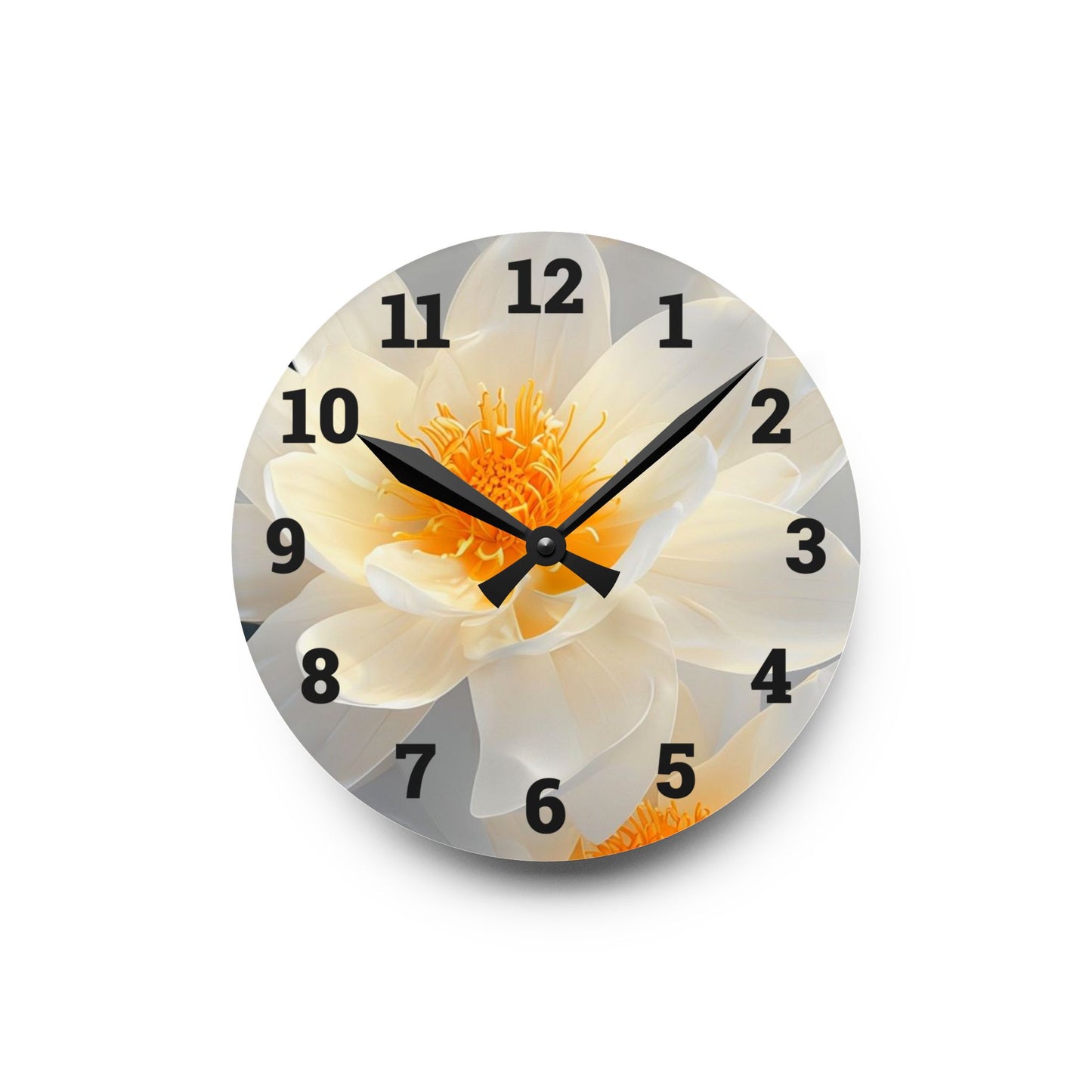Serene Floral Acrylic Wall Clock