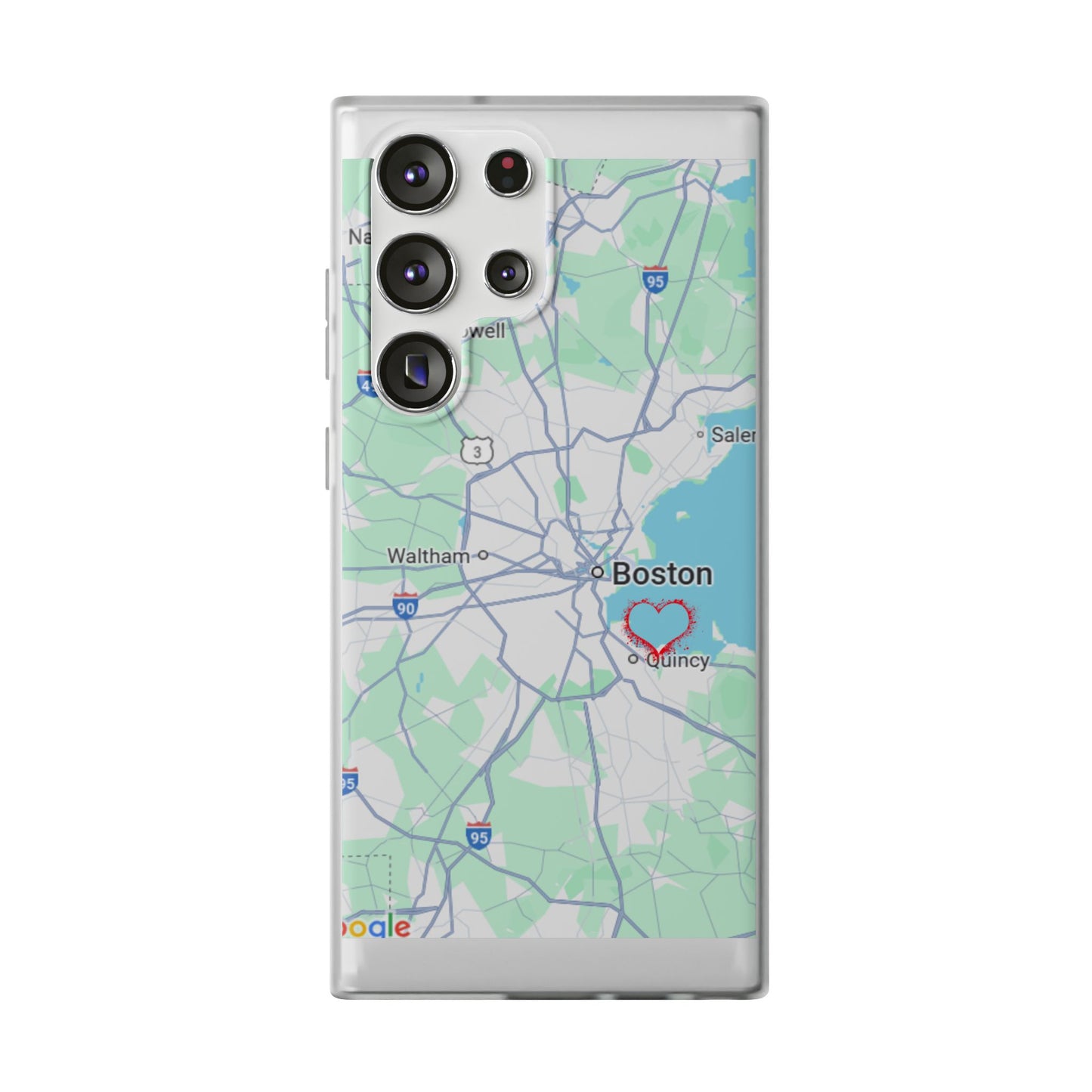Boston Map Flexi Case for iPhone, Custom Location Phone Case, Unique Gift, Boston Heart Design, Travel Lover Accessory