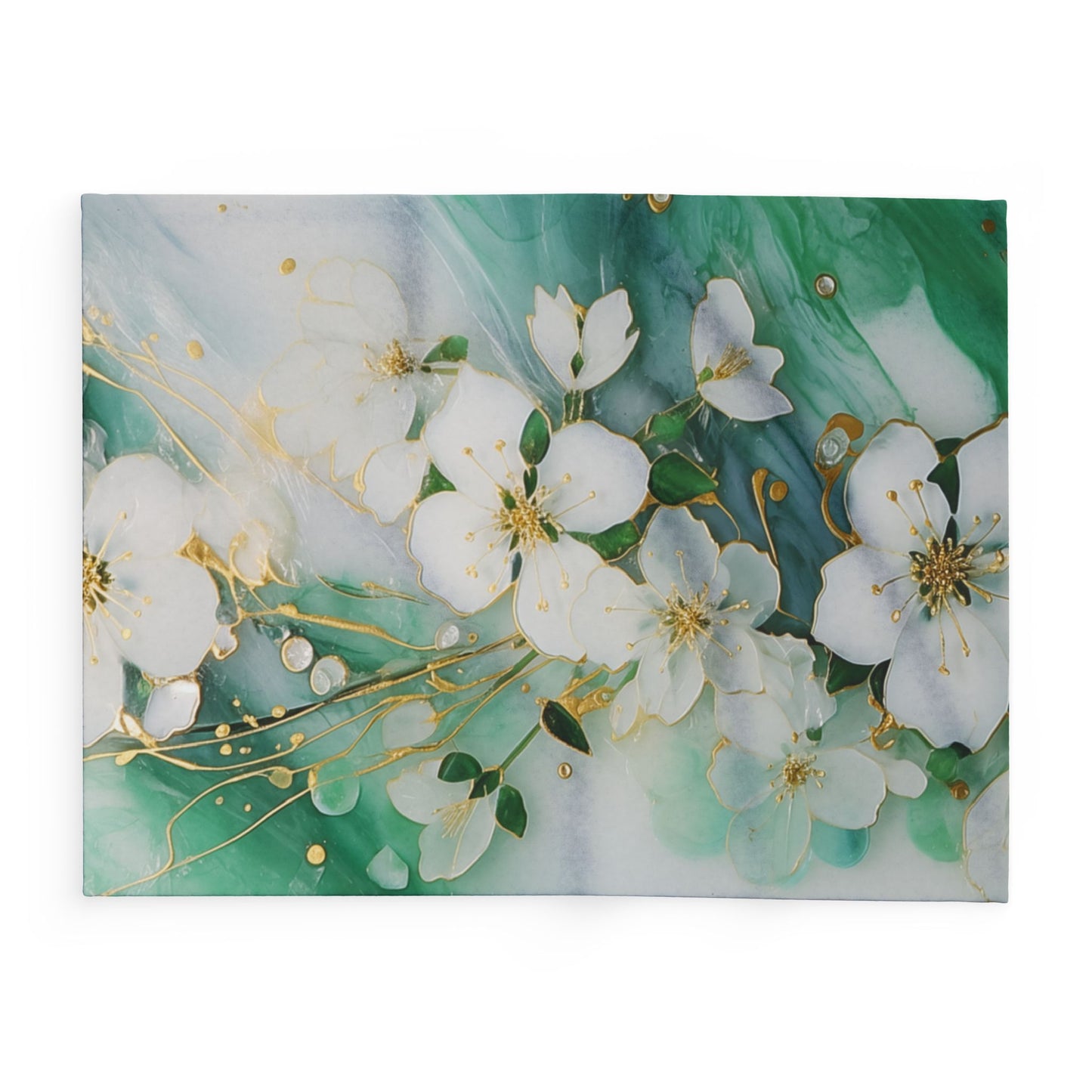 Elegant Floral Arctic Fleece Blanket, Cozy Home Decor, Gift for Her, Wedding Present, Nursery Accent, Luxe Throw
