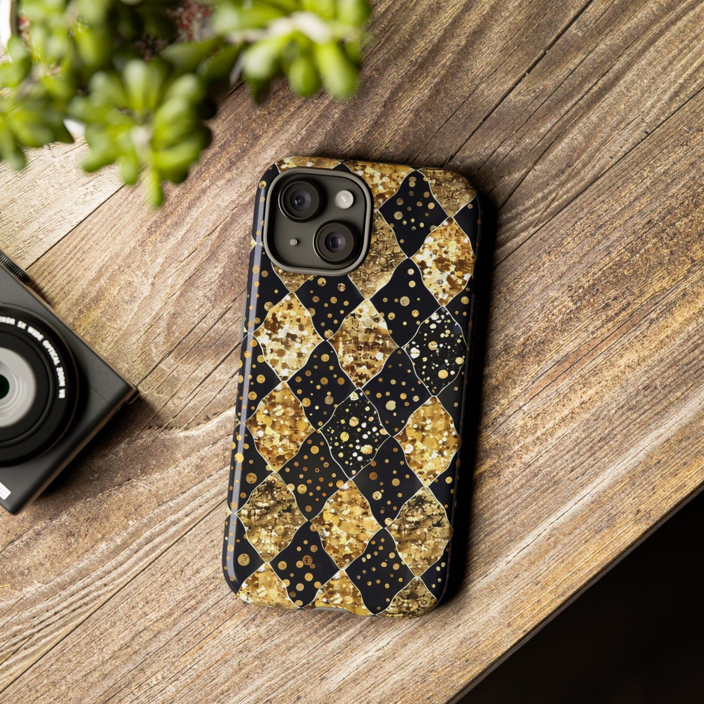 Elegant Gold & Black Phone Case for Tough Protection