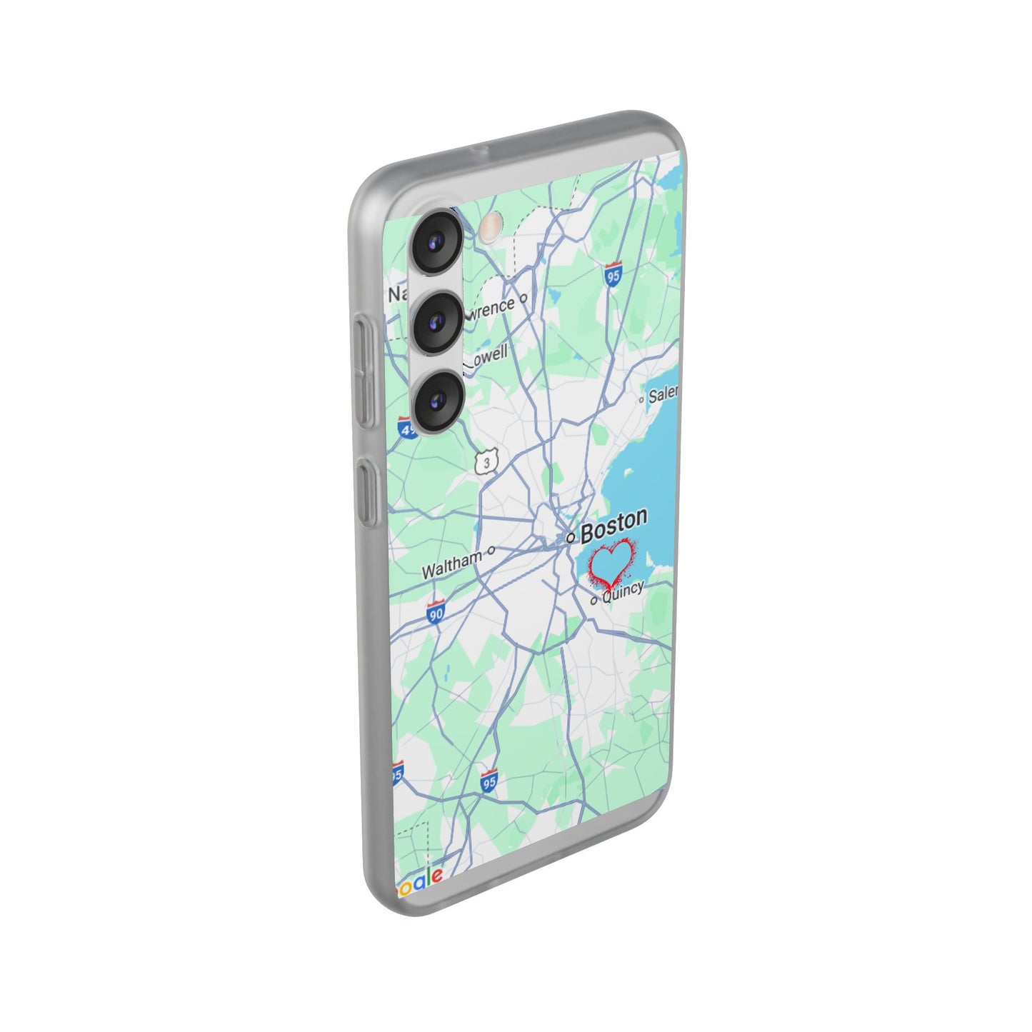 Boston Map Flexi Case for iPhone, Custom Location Phone Case, Unique Gift, Boston Heart Design, Travel Lover Accessory