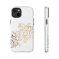 Elegant Floral Phone Case, Tough Cases, Gold Swirls, Stylish Protection, Trendy Gift, Chic Accessory