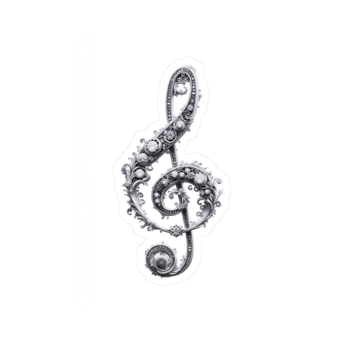 Ornate Treble Clef Kiss-Cut Sticker — Decorative Music Note Decal for Laptops & Instruments
