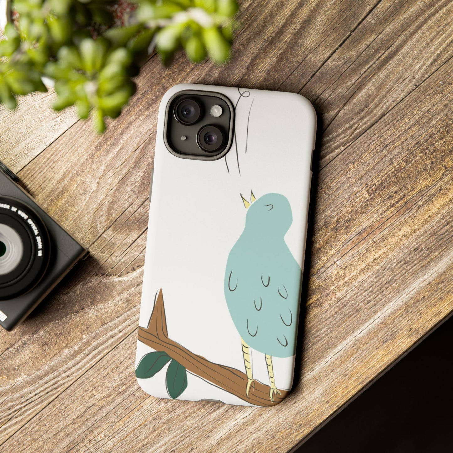Birdsong Phone Case — Cute Blue Bird on Branch Protective Case