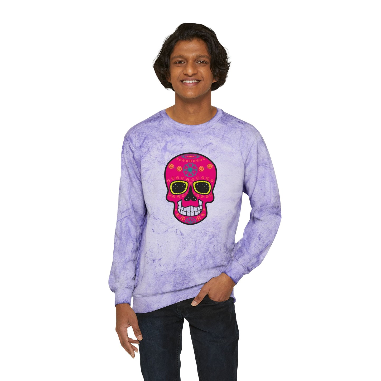 Vibrant Sugar Skull Sweatshirt, Festival Attire, Día de los Muertos