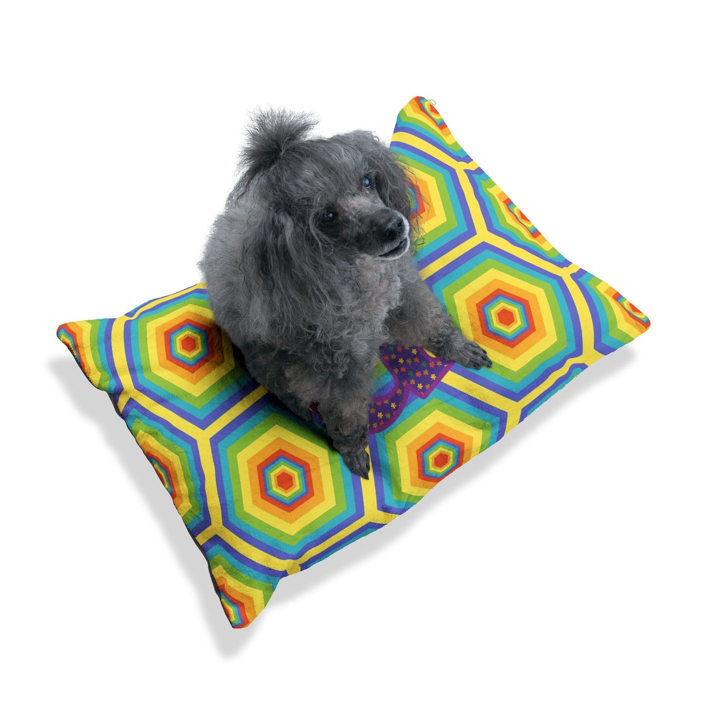 Vibrant Honeycomb Pet Bed - Colorful Dog Cat Bedding, Cozy Pet Lounge, Fun Pet Gift, Rainbow Dog Bed, Customizable Pet Accessories