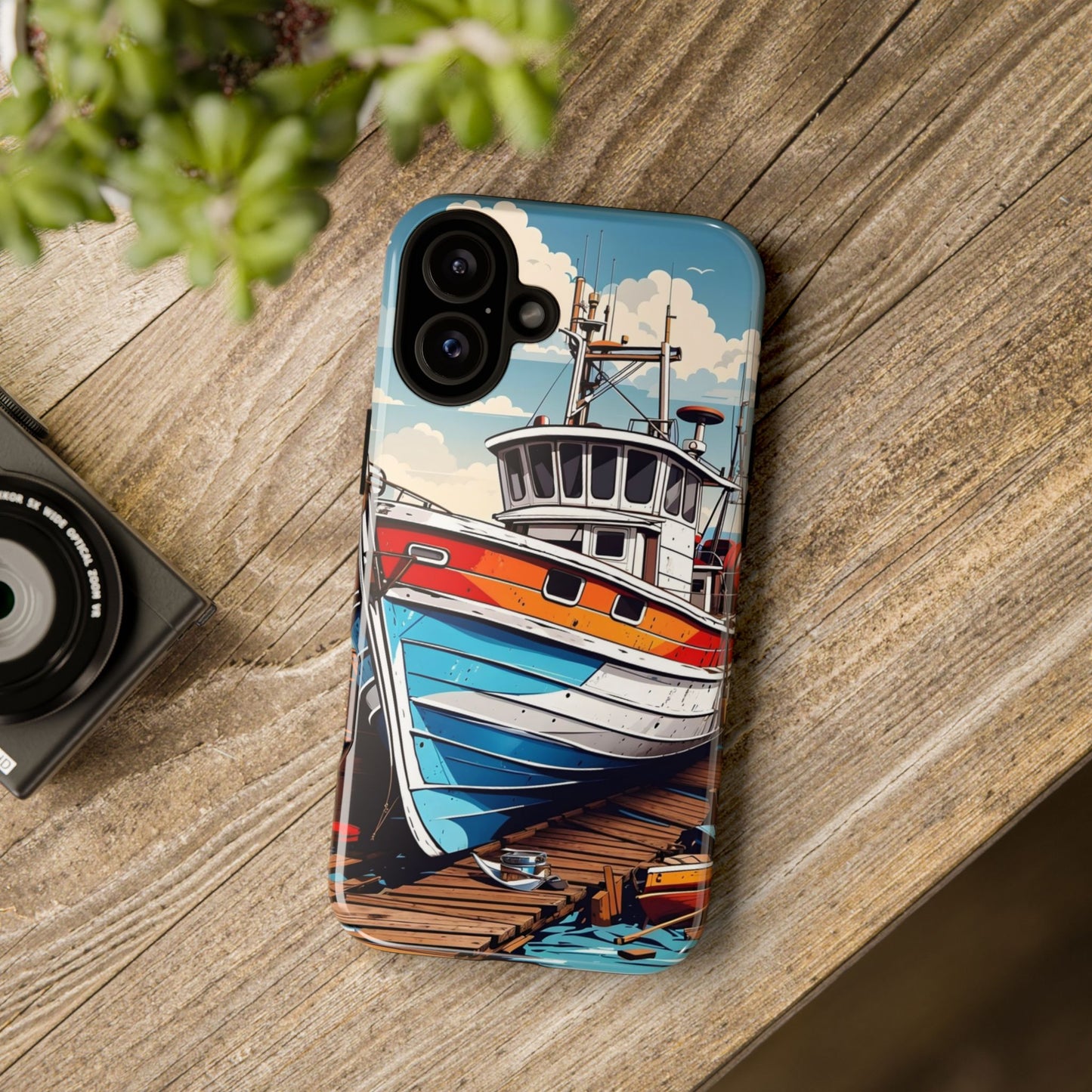 Colorful Fishing Boat Phone Case | Nautical Gift, Marine Design, Coastal Aesthetic, Summer Vibes, Sea Lover's Accessory