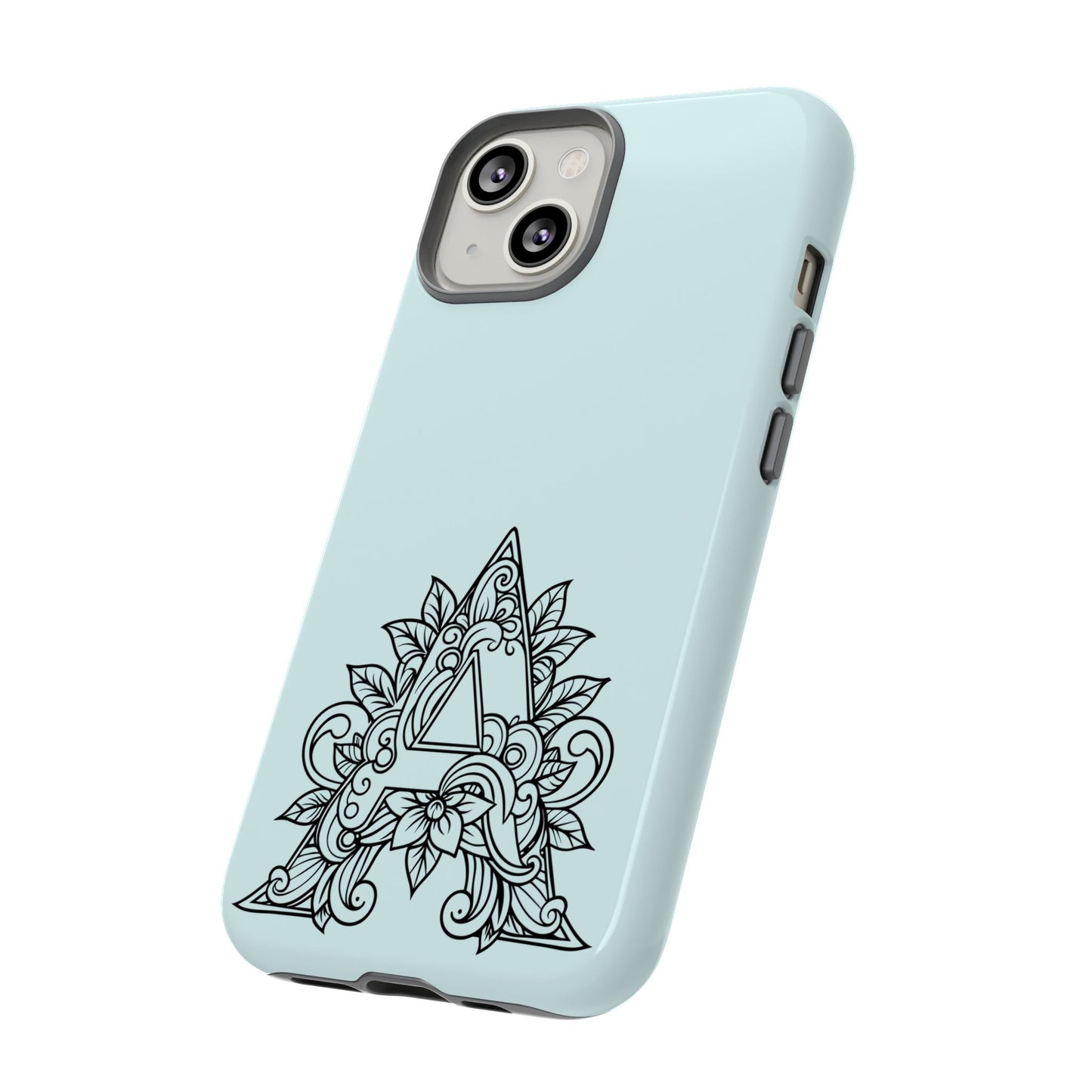 Personalized Tough Phone Case, Floral Monogram Cell Phone Cover, Custom Protective Case, Unique Gift, Birthday, Graduation