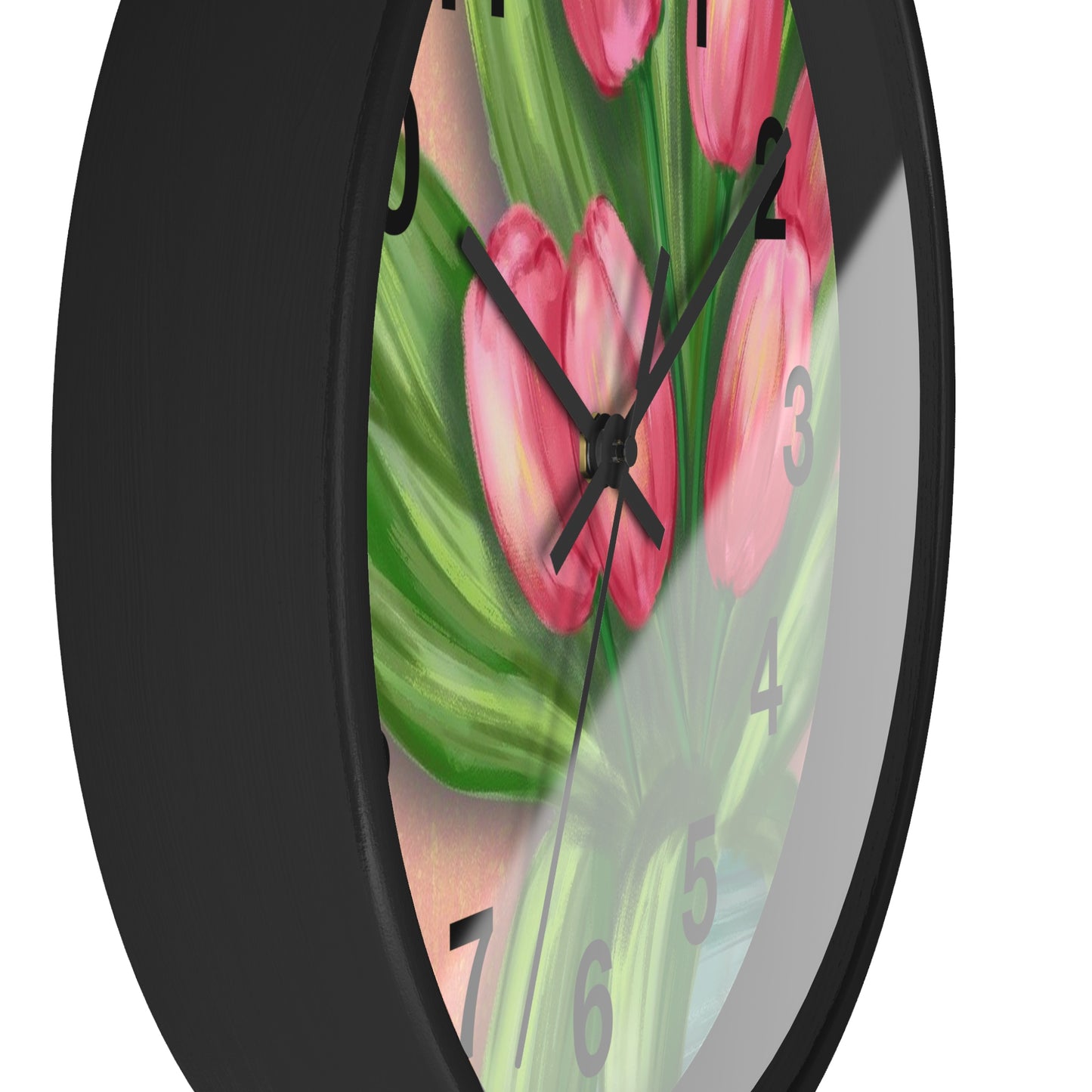 Floral Tulip Wall Clock - Home Decor, Gift for Garden Lovers, Spring Decoration, Elegant Timepiece, Unique Wall Art