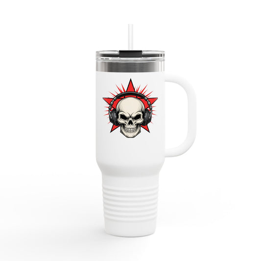 Skull and Stars Insulated Travel Mug - 40oz | Perfect for Road Trips, Gifts for Music Lovers, Outdoor Adventures, and Coffee Enthusiasts