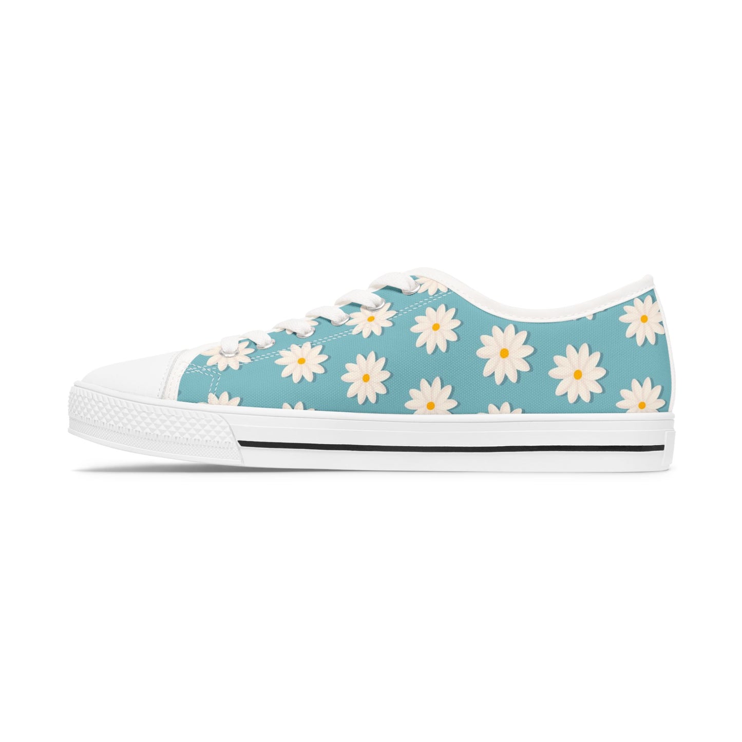 Daisy Print Low Top Sneakers – Retro Floral Canvas Shoes