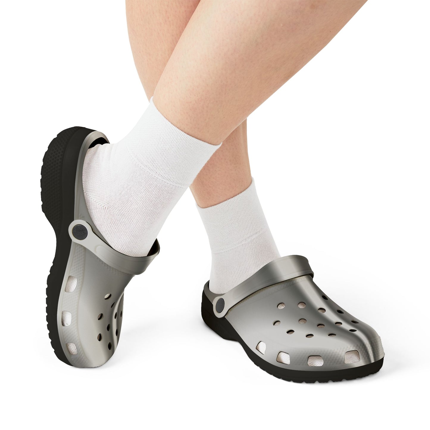 Metallic Silver EVA Clogs — Lightweight Foam Garden & Water Shoes