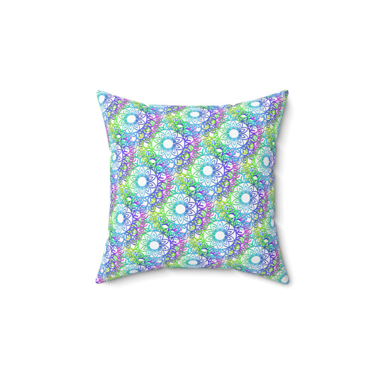 Vibrant Floral Square Pillow, Home Decor, Gift Idea, Couch Cushion, Bohemian Style, Colorful Throw Pillow