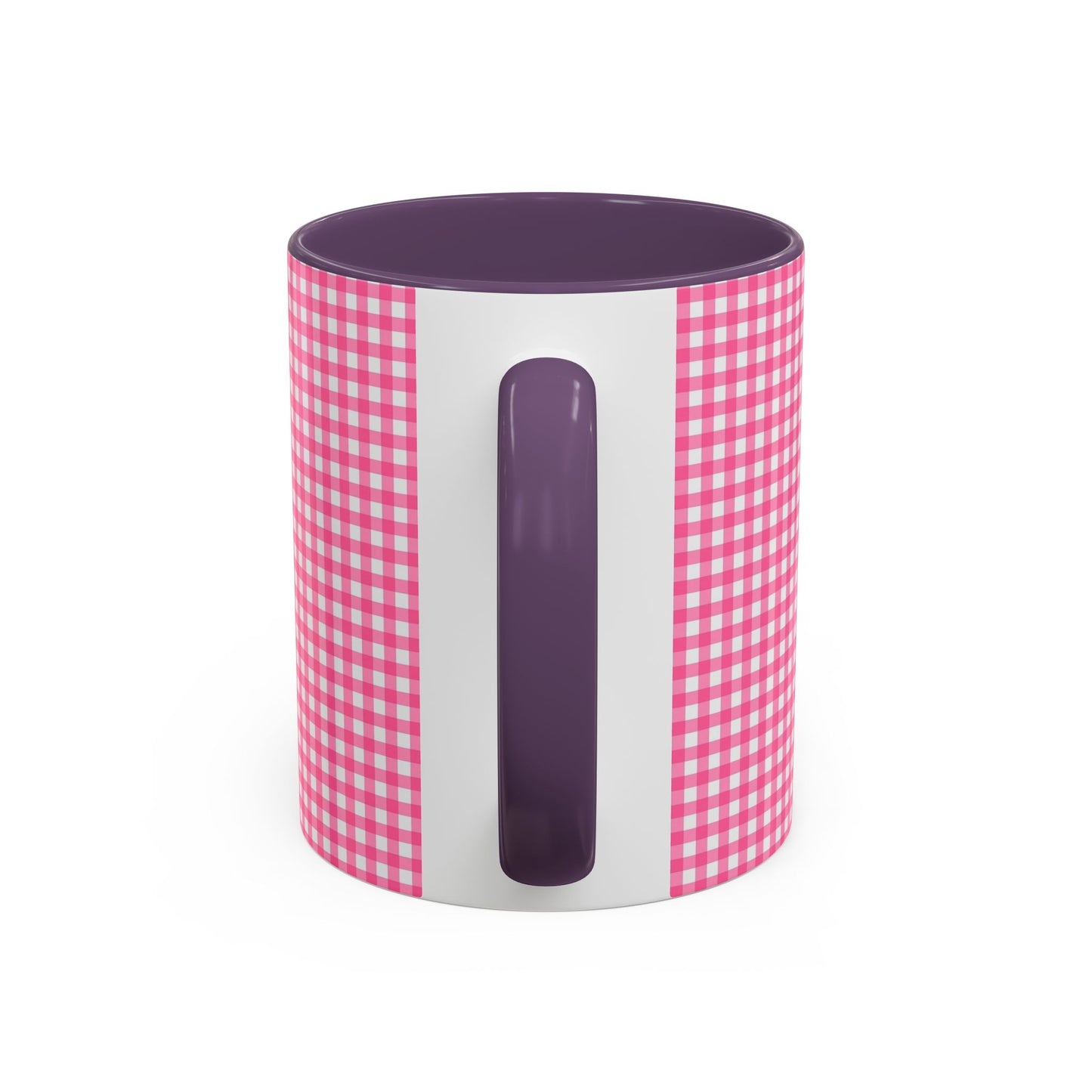 Pink Gingham Accent Coffee Mug, Cute Kitchen Decor, Gift for Coffee Lovers, Home Office Mug, Spring and Summer Vibes