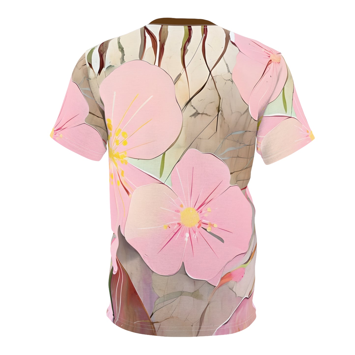 Floral Unisex Cut & Sew Tee  Soft Pink Blossom Design