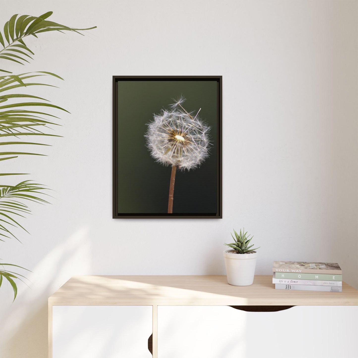 Framed Dandelion Canvas Print — Matte Botanical Wall Art