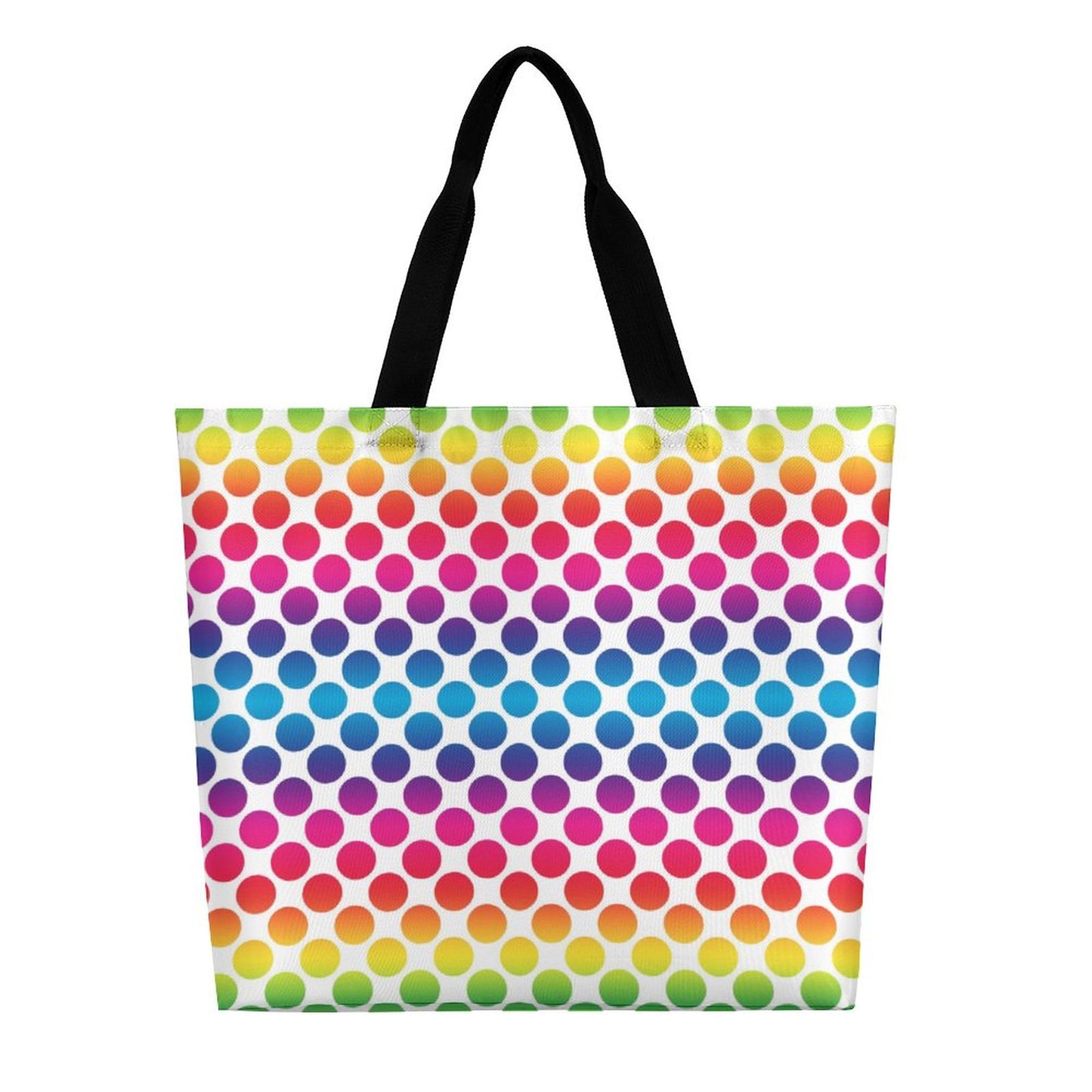 Large One Shoulder Shopping Bag Rainbow Dots