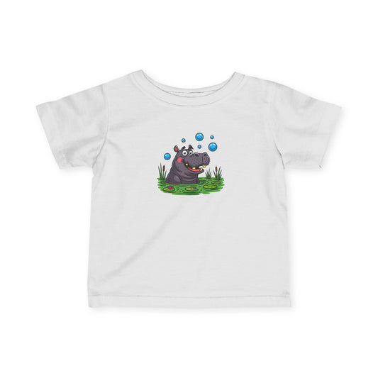 Cute Hippo Infant Tee with Bubbles, Baby Shirt, Toddler T-Shirt, Fun Kids Clothing, Unique Baby Gift, Pram Outfit