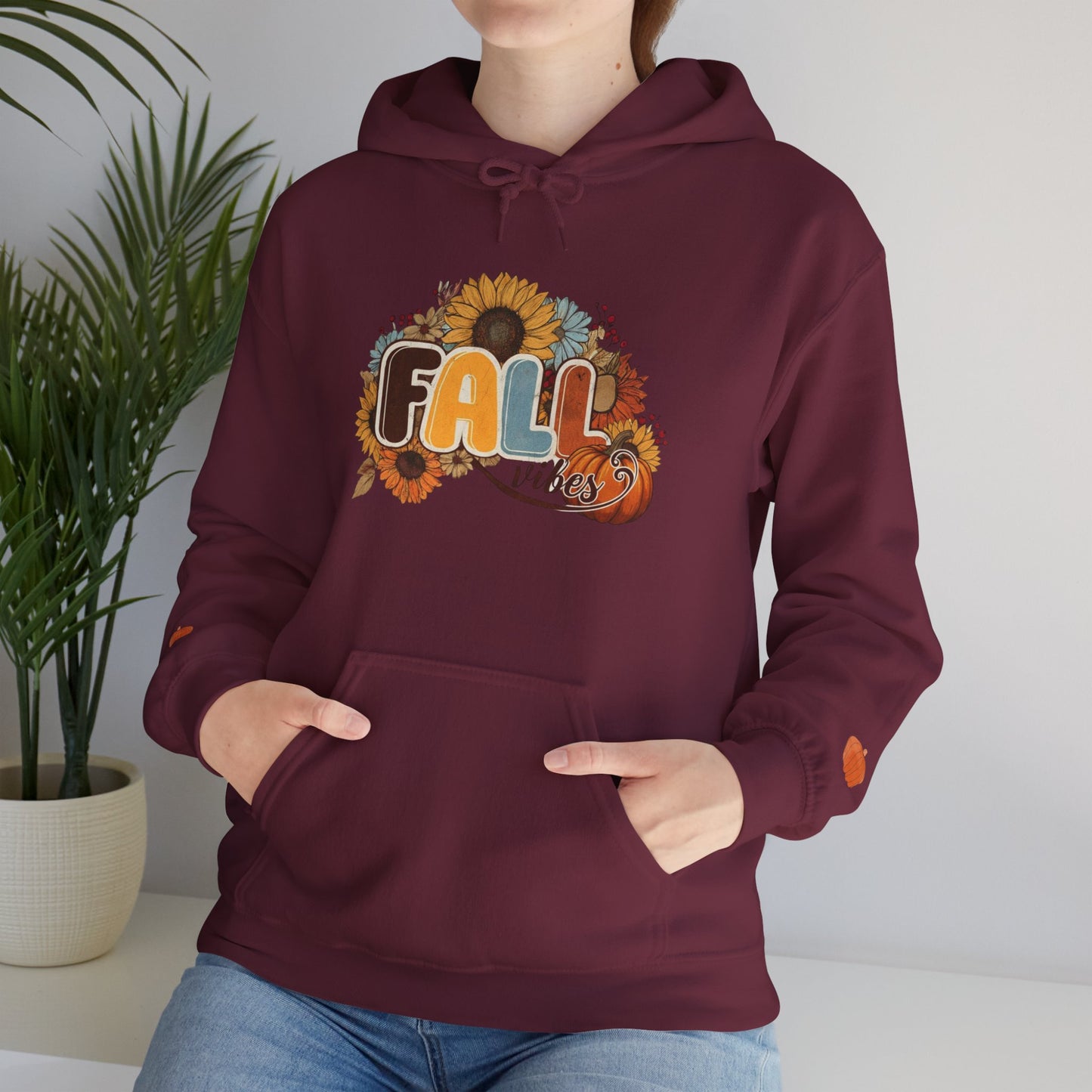 Cozy Fall Vibes Hoodie, Unisex Sweatshirt for Autumn, Pumpkin Design, Perfect for Thanksgiving, Gift for Friends, Seasonal Wear