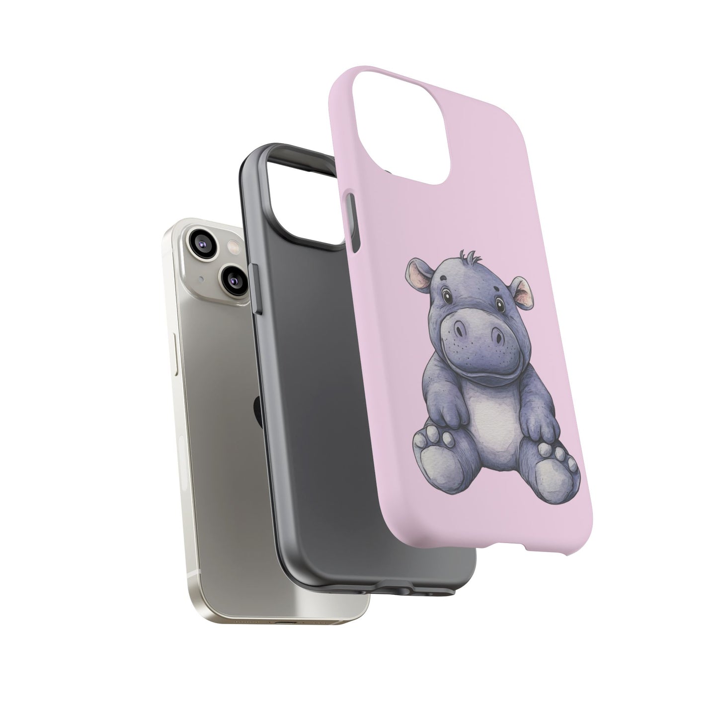 Cute Hippo Phone Case - Tough Cases, Animal Phone Cover, Kawaii Accessories, Gifts for Kids, Unique Tech Gear