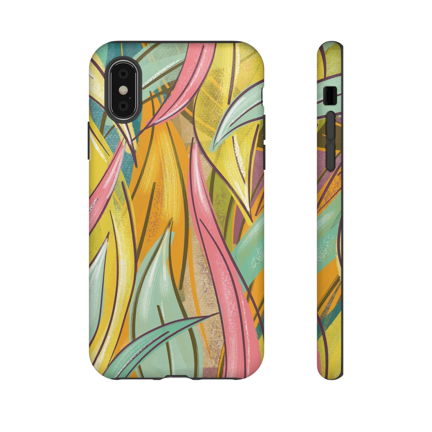 Vibrant Phone Case with Colorful Leaf Design, Tough Cases for Nature Lovers, Eco-Friendly Gift, Summer Vibes, Floral Phone Cover