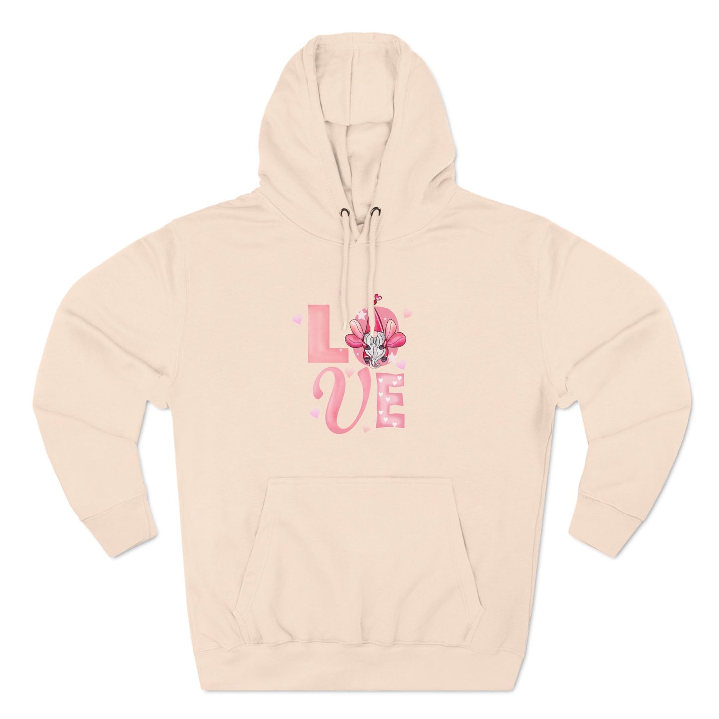 Love Blossom Hoodie — Pink Floral "LOVE" Graphic Fleece Hoodie