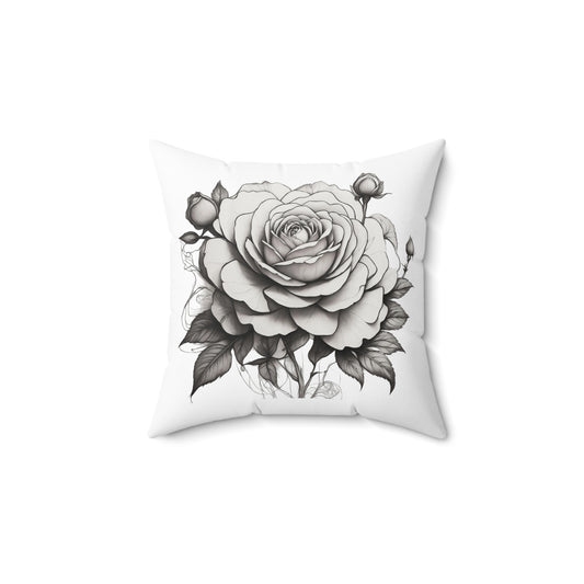 Elegant Floral Square Pillow Cover, Vintage Rose Design, Home Decor, Throw Pillow, Living Room Accent