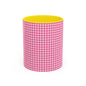 Pink Gingham Accent Coffee Mug, Cute Kitchen Decor, Gift for Coffee Lovers, Home Office Mug, Spring and Summer Vibes