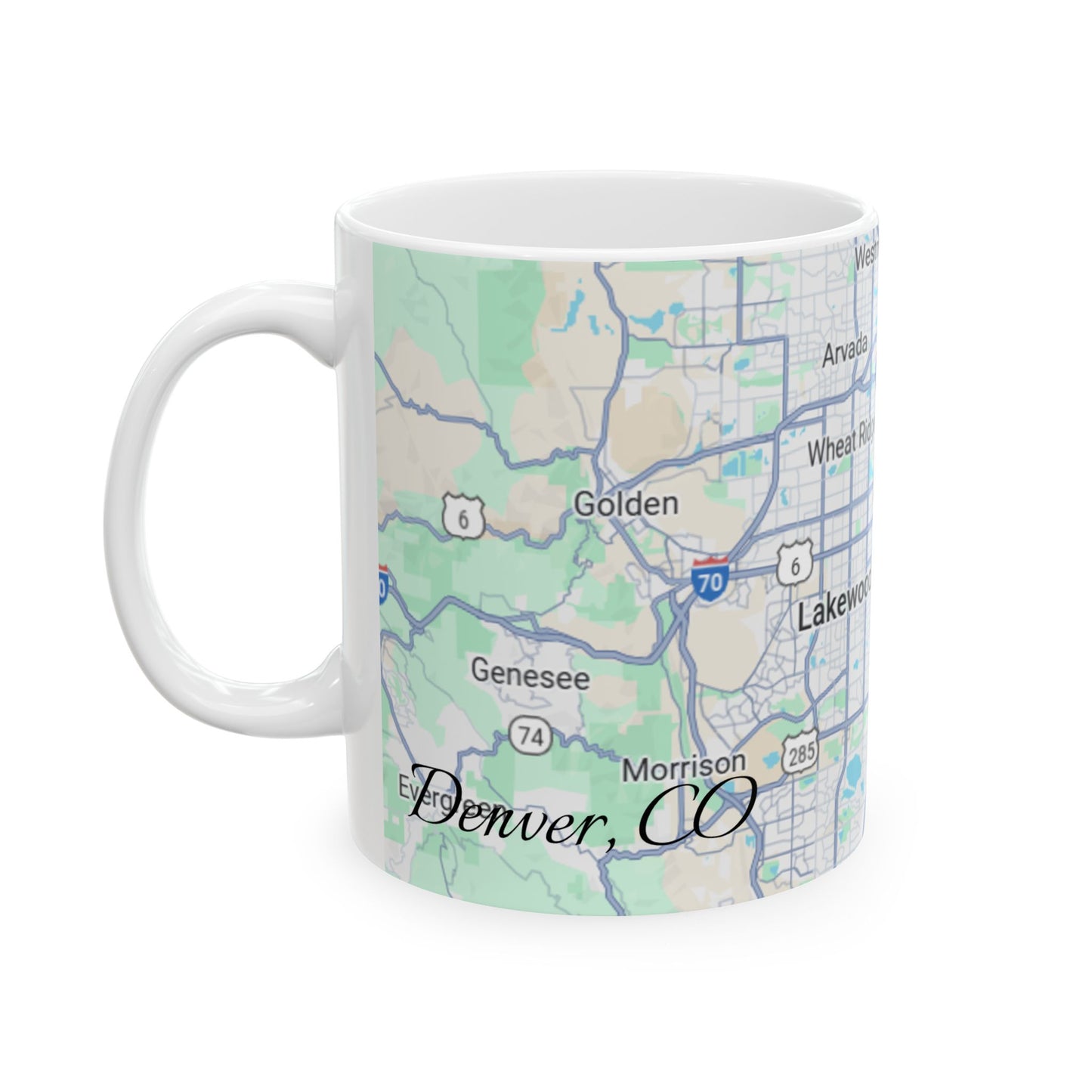 Personalized Denver Map Ceramic Mug - Custom Coffee Cup, Great Gift for Coffee Lovers, Home Decor, Moving Away, Housewarming, Road Trip