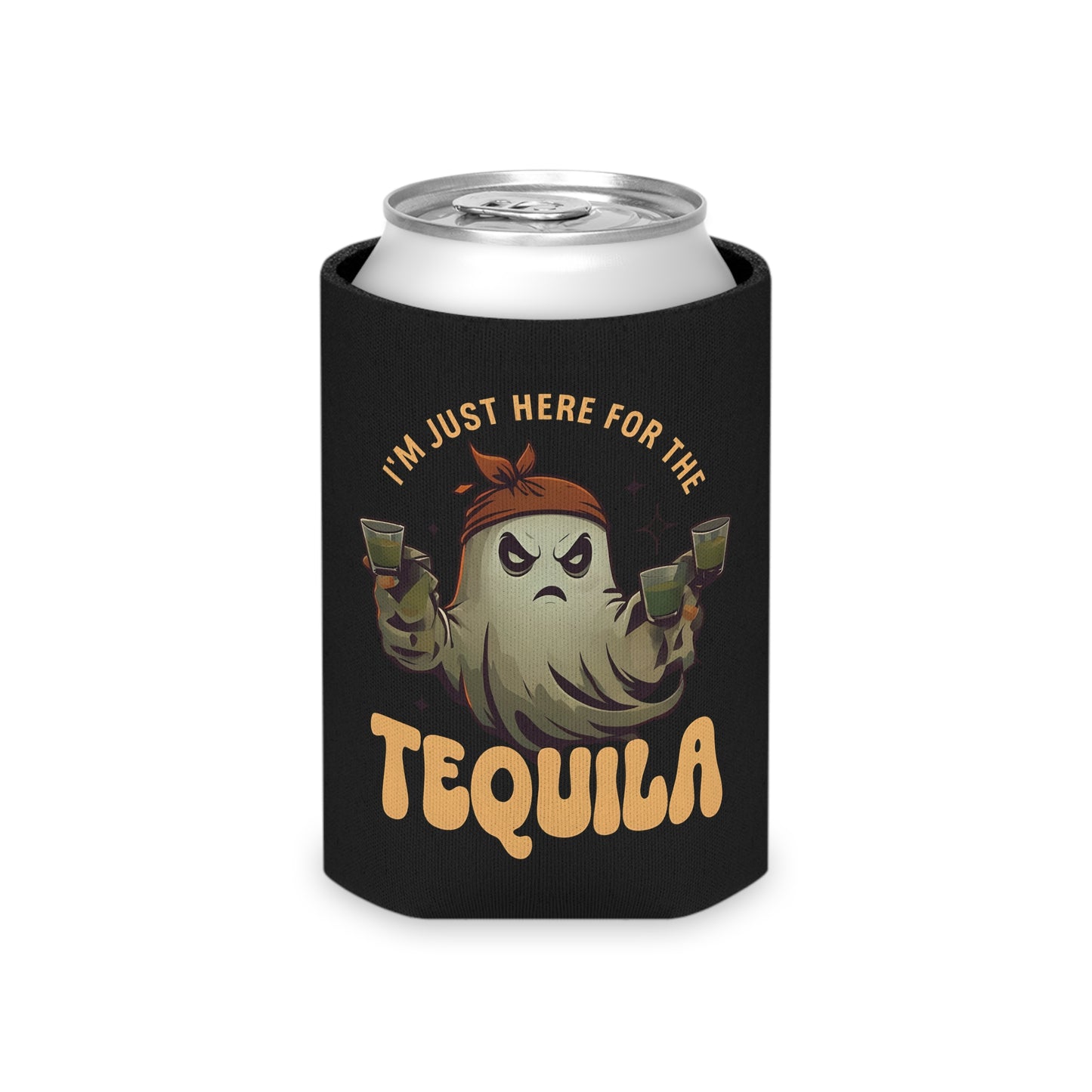 Ghostly Tequila Can Cooler, Funny Drink Holder, Party Favor, Summer BBQ, Gift for Tequila Lovers, Halloween Decor