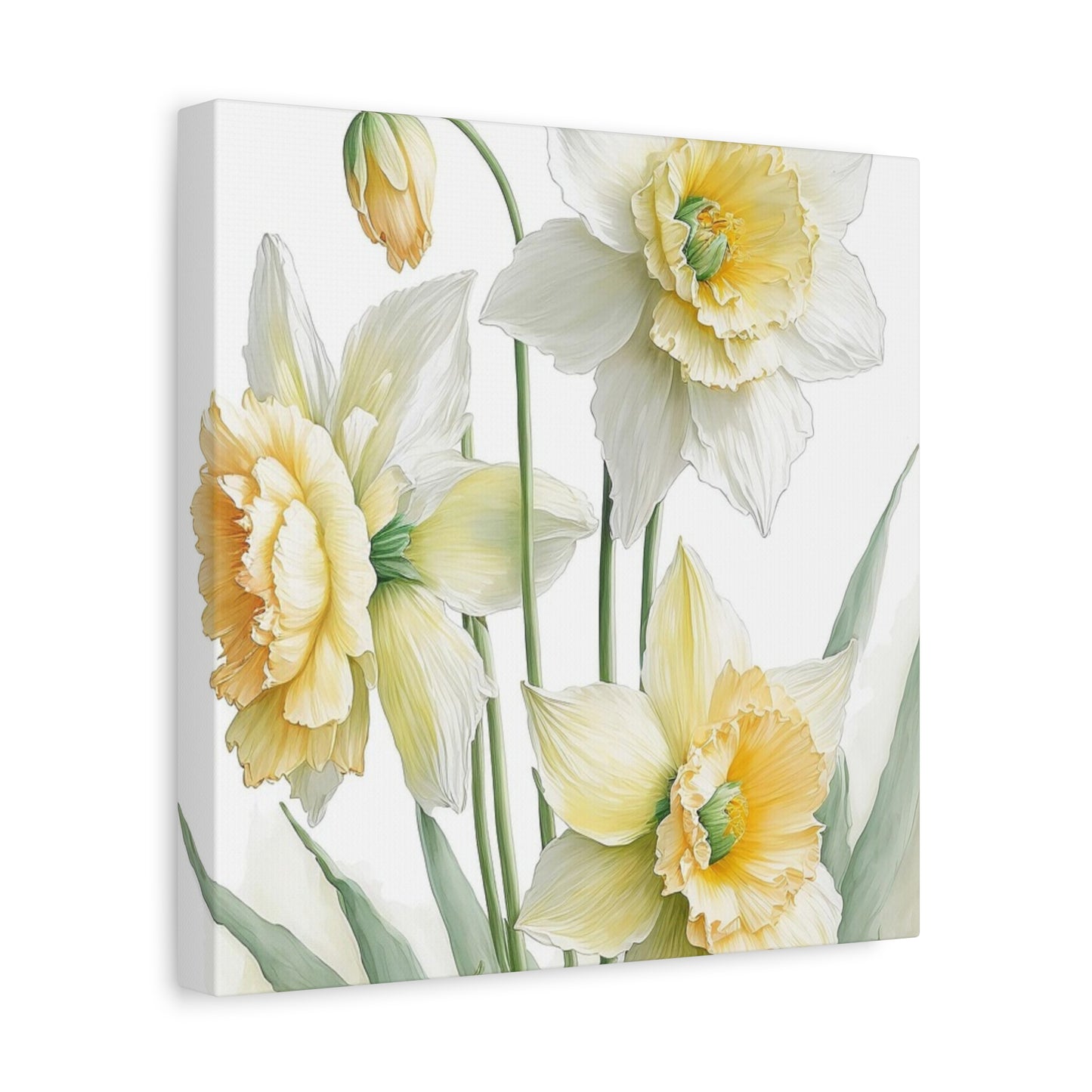 Matte Canvas, Stretched, 1.25" beautiful flowers white and yellow.