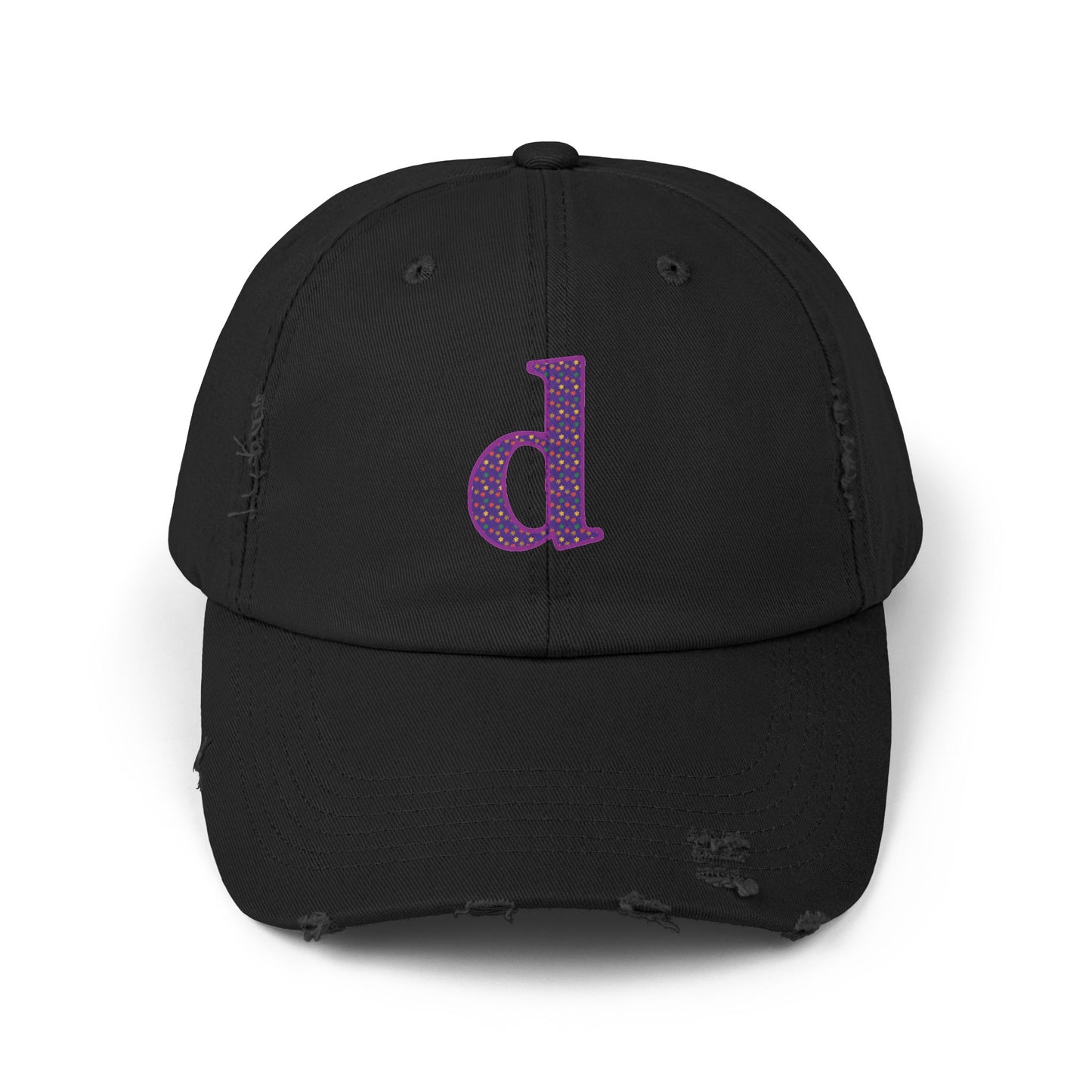 Distressed Cap with Purple Letter 'd' - Casual Street Style Hat for Everyday Wear, Gift for Dad, Unisex Fashion Accessory, Trendy [...]