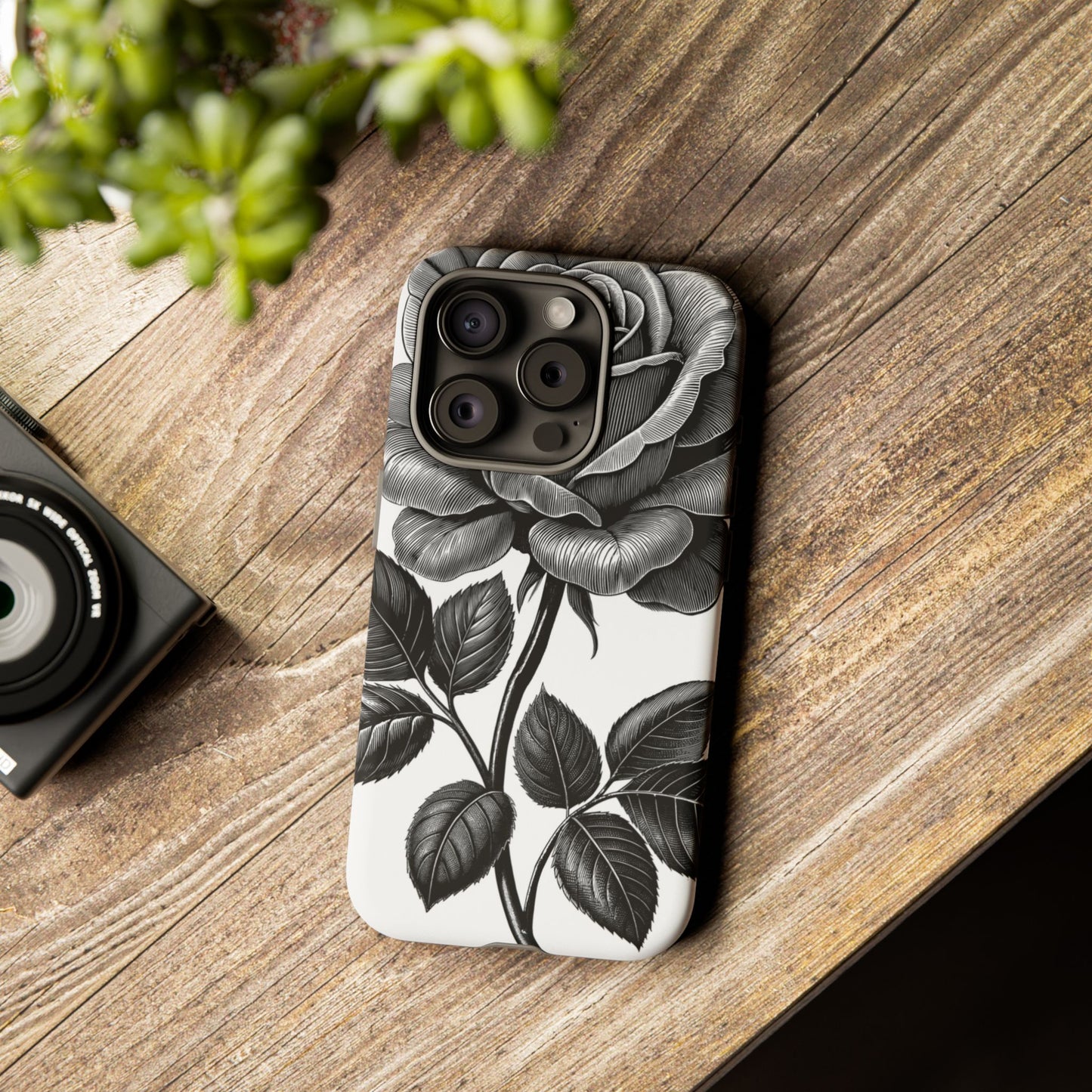 Elegant Floral Phone Case - Tough Cases, Black Rose Design, Floral Phone Cover, Stylish Phone Accessory, Gift for Her, Mother's Day