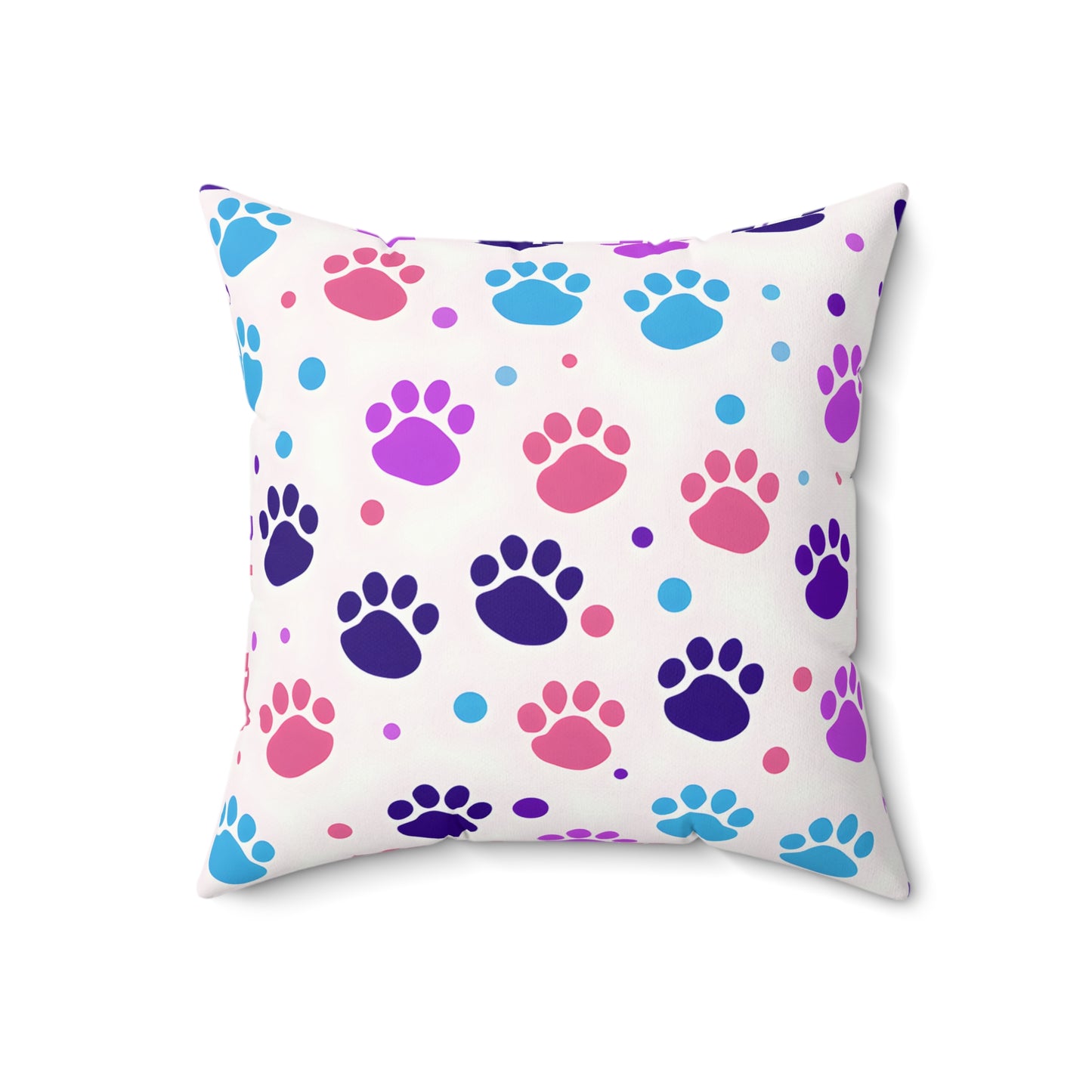 Colorful Paw Print Throw Pillow — Cute Pet Pattern Decorative Cushion