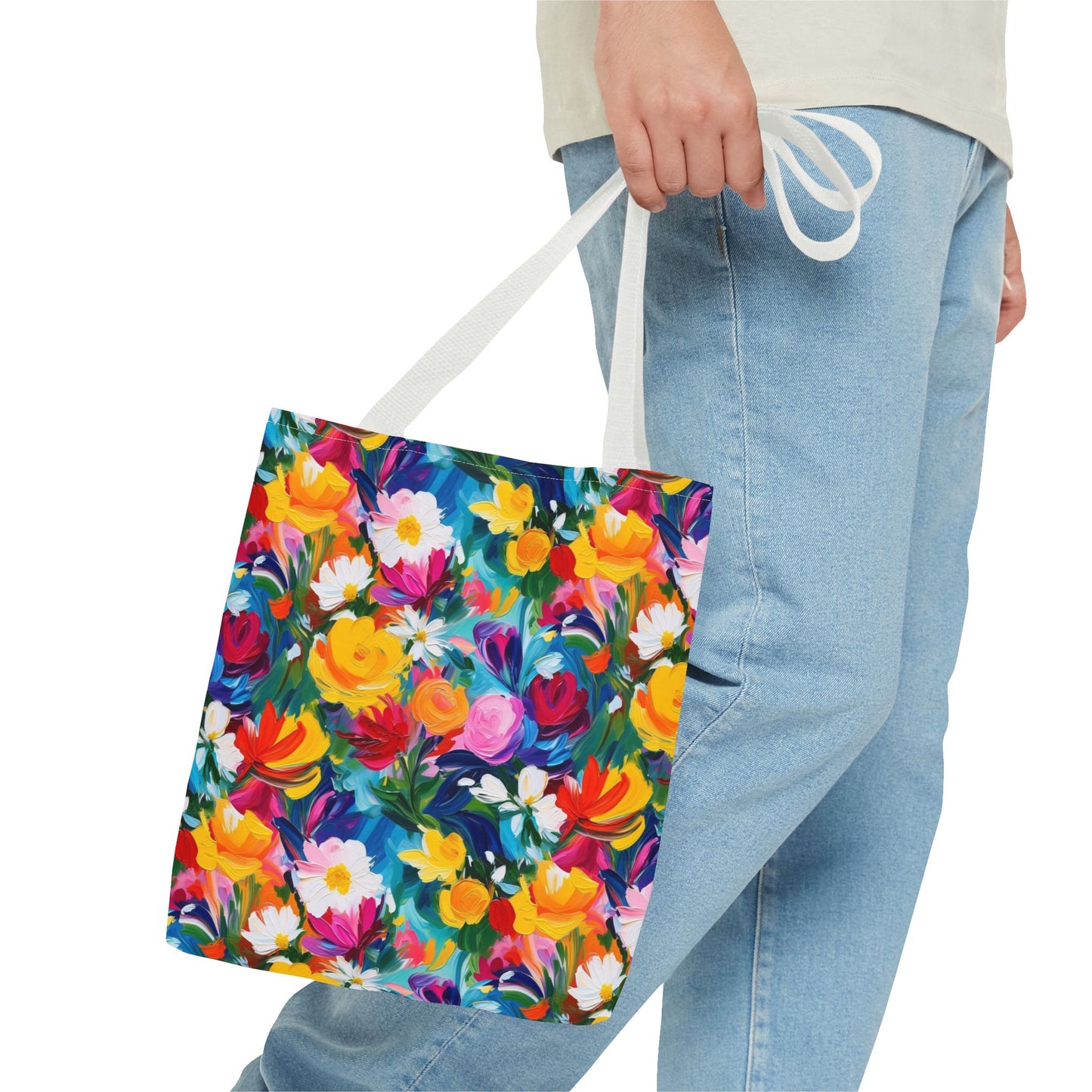 Colorful Floral Tote Bag — Vibrant All-Over Print Shopper
