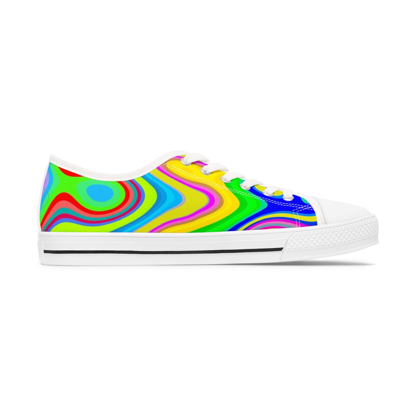 Low Top Sneakers — Vibrant Psychedelic Swirl Women's Canvas Shoes