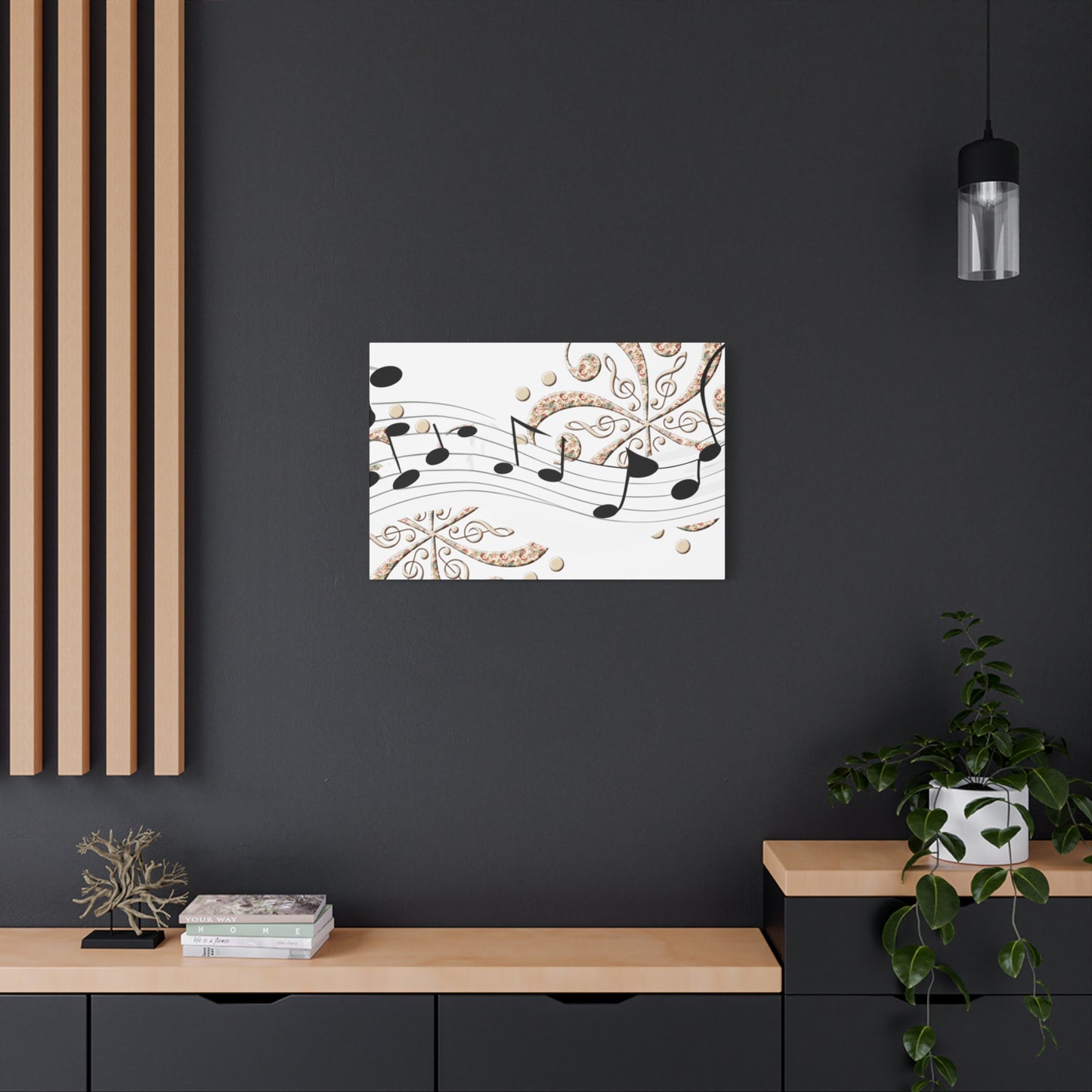 Musical Note Canvas Art, Floral Decor for Home, Music Lover Gift, Wall Art for Musicians, Unique Gift Idea