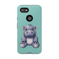 Cute Hippo Phone Case, Tough Phone Cover, Fun Animal Case, Gift for Kids, Cute Decor, Birthday Present